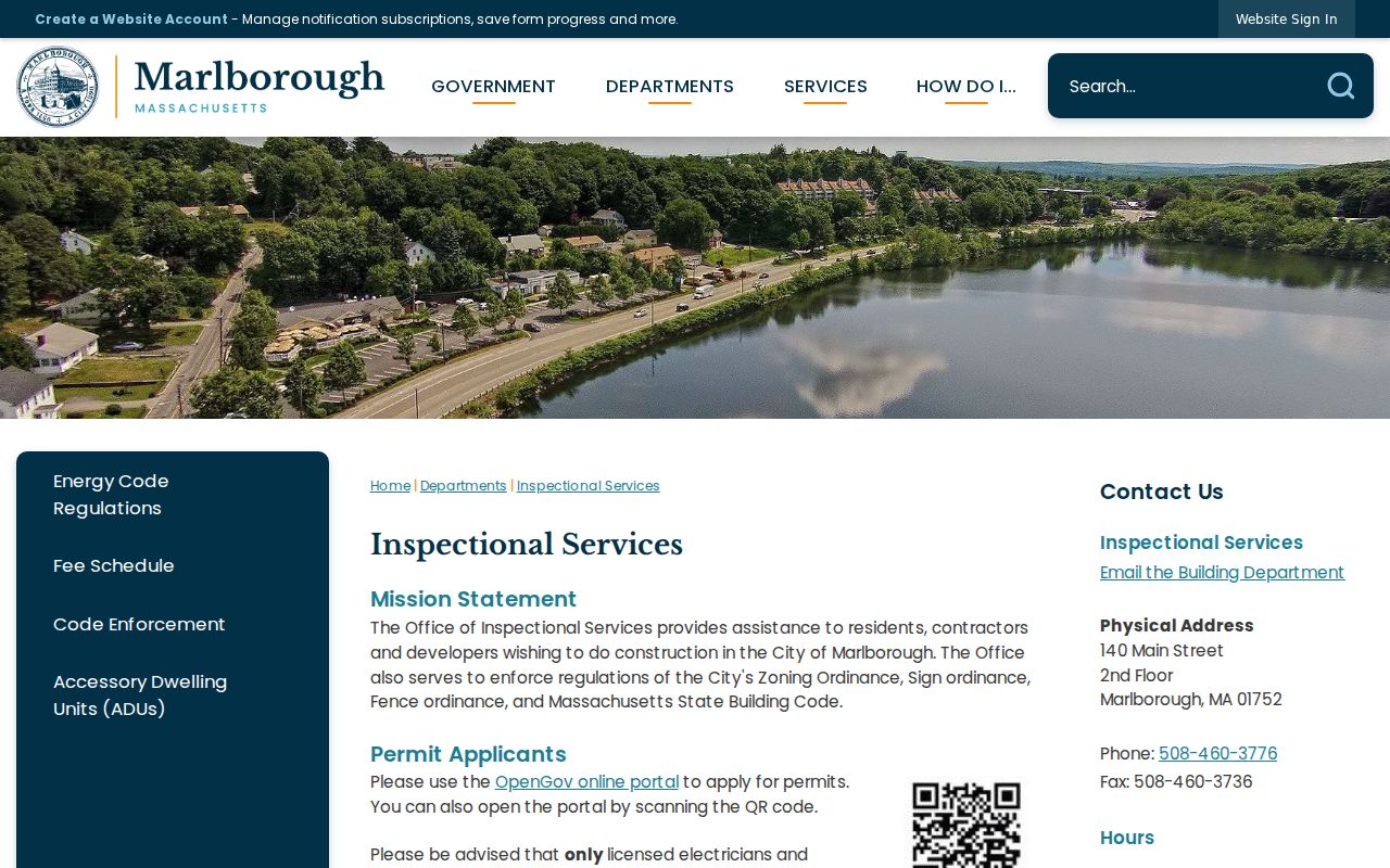 Marlborough street directory Inspectional Services permit route